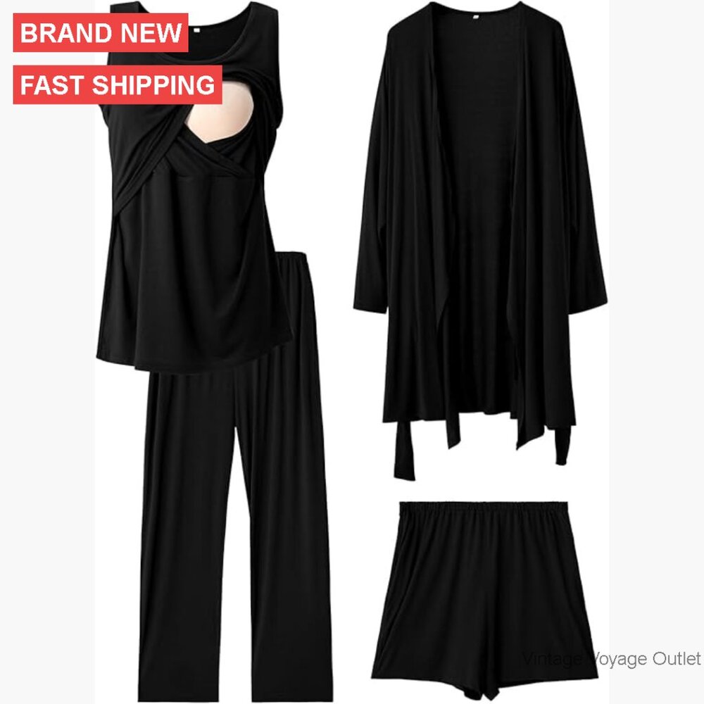 4-Piece Nursing Pajama Set Maternity Postpartum Hospital Labor Delivery